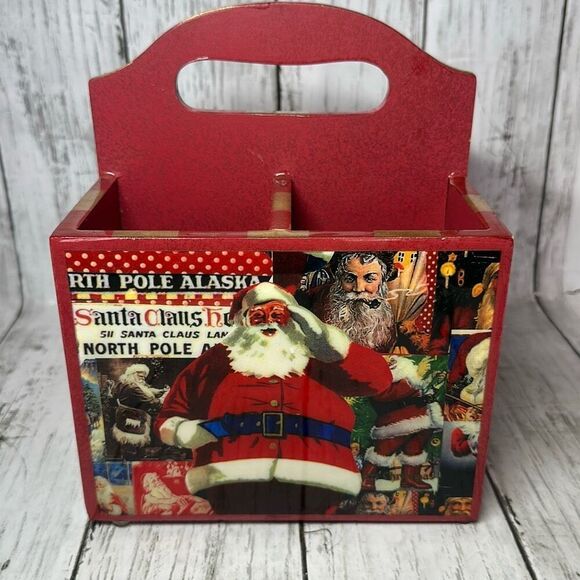 Annie Modica Retired & Rare Decoupage Christmas Motif 4 Compartment Entertaining - Picture 3 of 9